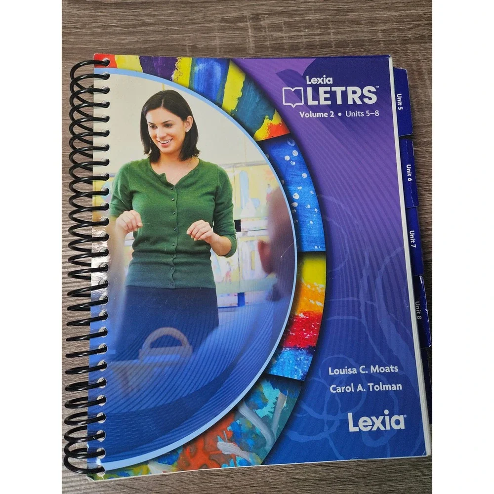 Lexia LETRS Vols 1 & 2, Units 1-4 & 5-8 Spiral Moats Tolman Reading